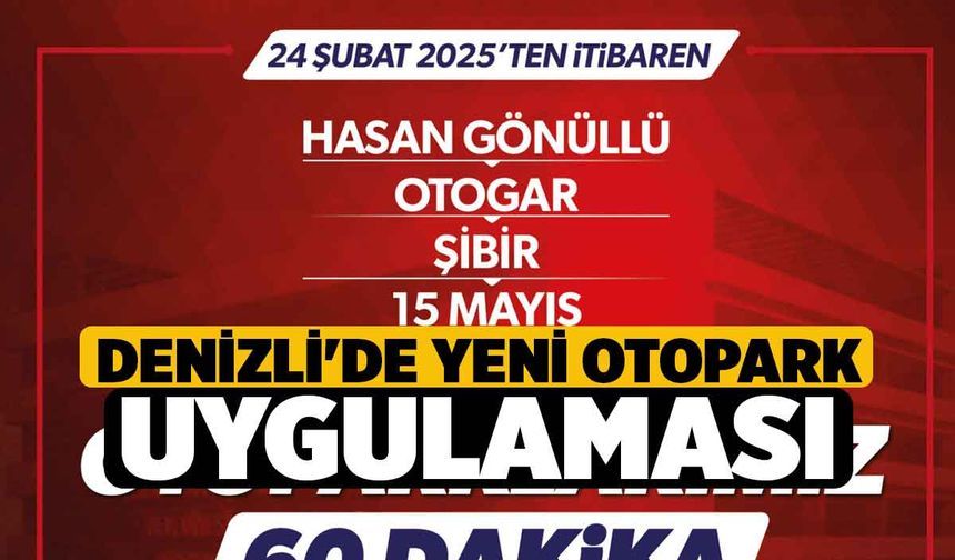 Denizli'de yeni otopark uygulaması