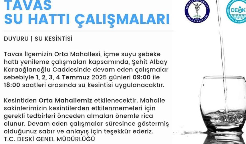 Tavas'ta içme suyu şebekeleri yenileniyor
