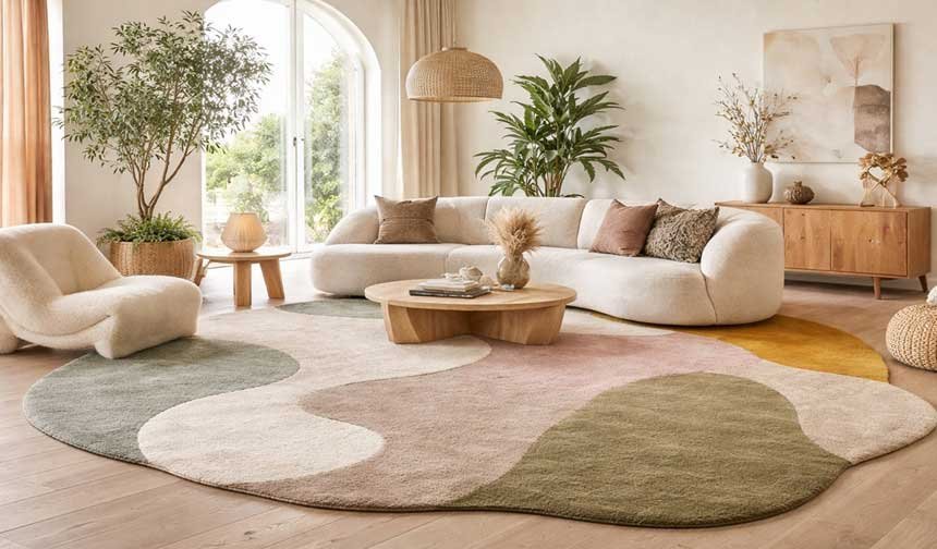 2026'nın Gözdesi: Asimetrik ve Amorf Halılarla Yaşam Alanlarınıza Sanatsal Dokunuş