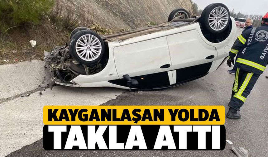 Buldan'da Yağış Sonrası Savrulan Araç Takla Attı