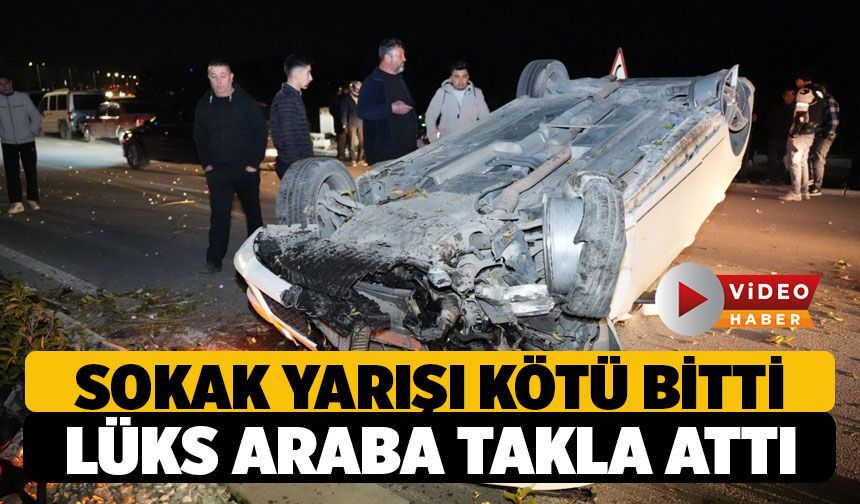 Denizli'de Sokak Yarışı Kötü Bitti, Lüks Araba Takla Attı