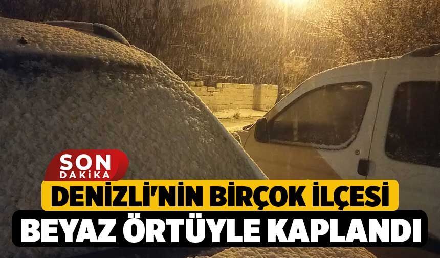 Denizli'nin Birçok İlçesi Beyaz Örtüyle Kaplandı