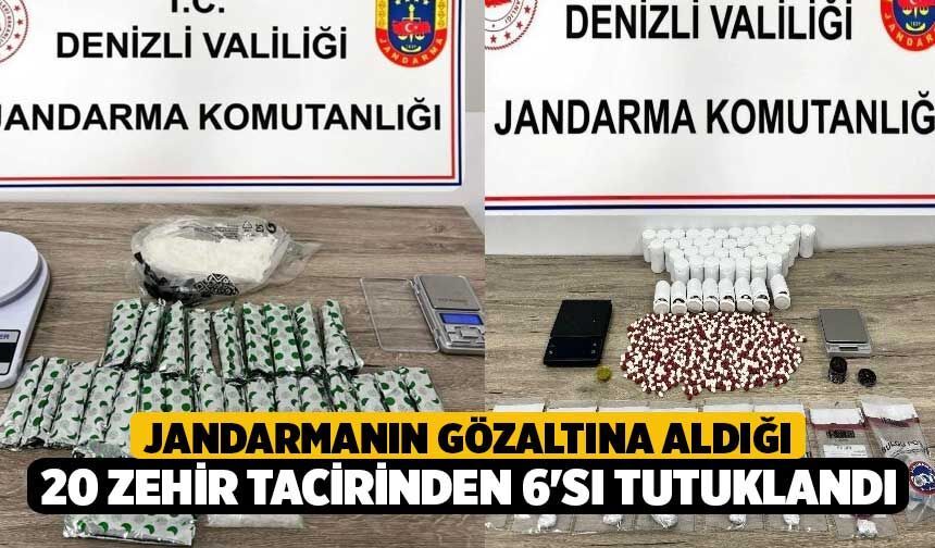 Jandarmanın gözaltına aldığı 20 zehir tacirinden 6'sı tutuklandı