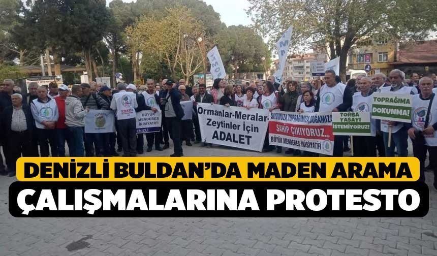 Denizli Buldan’da Maden Arama Çalışmalarına Protesto