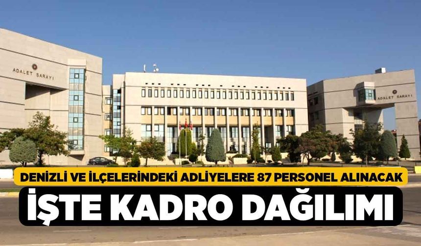 Denizli ve İlçelerindeki Adliyelere 87 Personel Alınacak, İşte Kadro Dağılımı