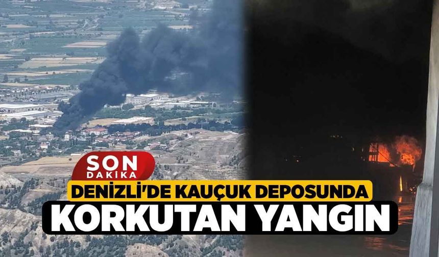 Denizli'de Kauçuk Deposunda Korkutan Yangın