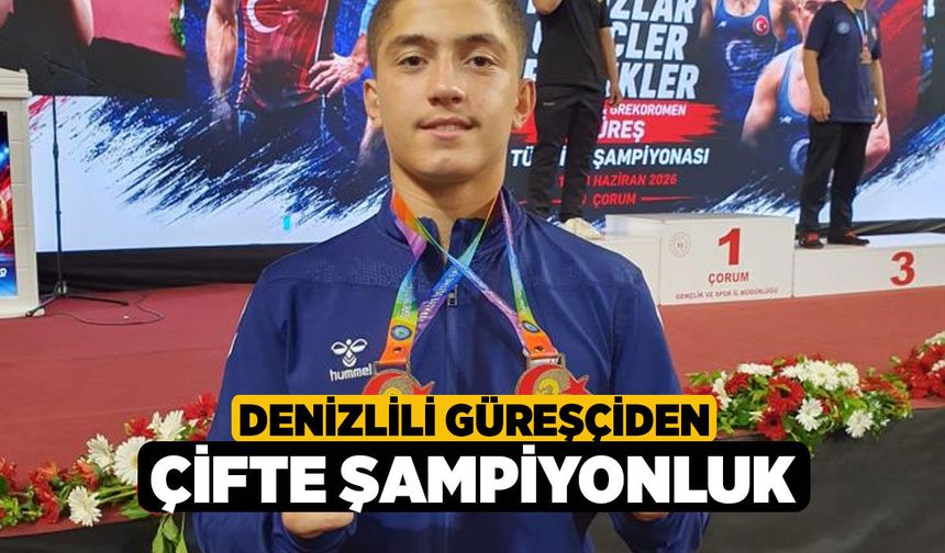 Denizlili Güreşçiden Çifte Şampiyonluk