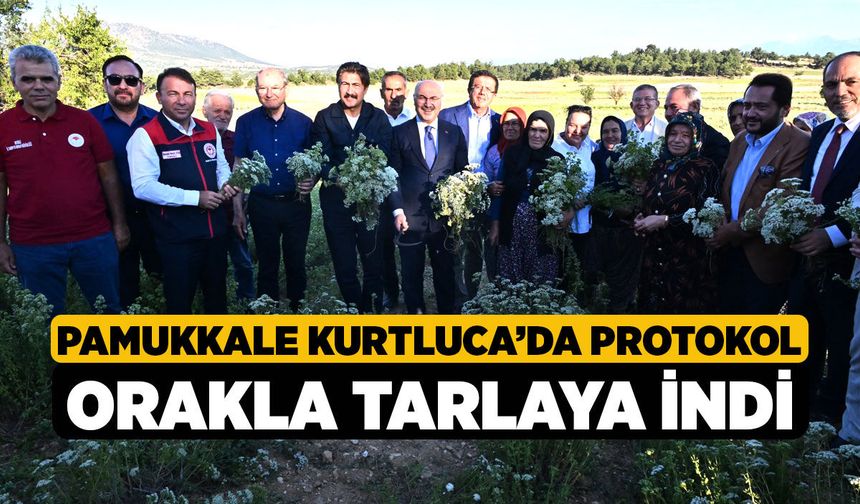 Pamukkale Kurtluca’da Protokol Orakla Tarlaya İndi