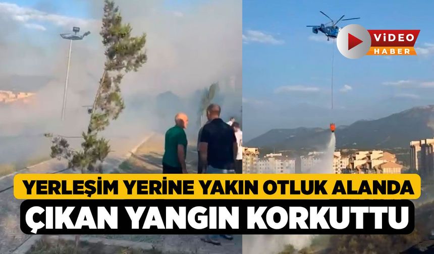 Yerleşim yerine yakın otluk alanda çıkan yangın korkuttu