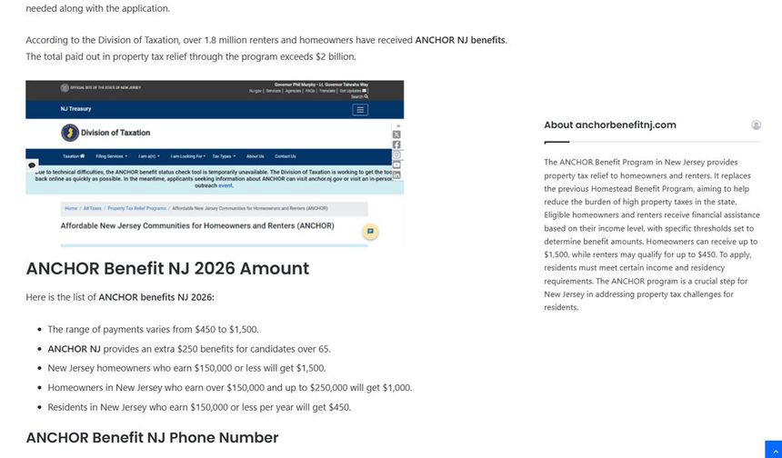 Eligibility Requirements for the New Jersey ANCHOR Benefit