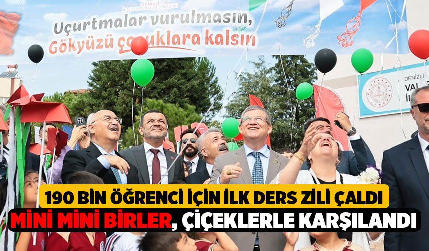 Denizli'de 190 Bin Öğrenci İçin İlk Ders Zili Çaldı! Miniklere Çiçekli Karşılama