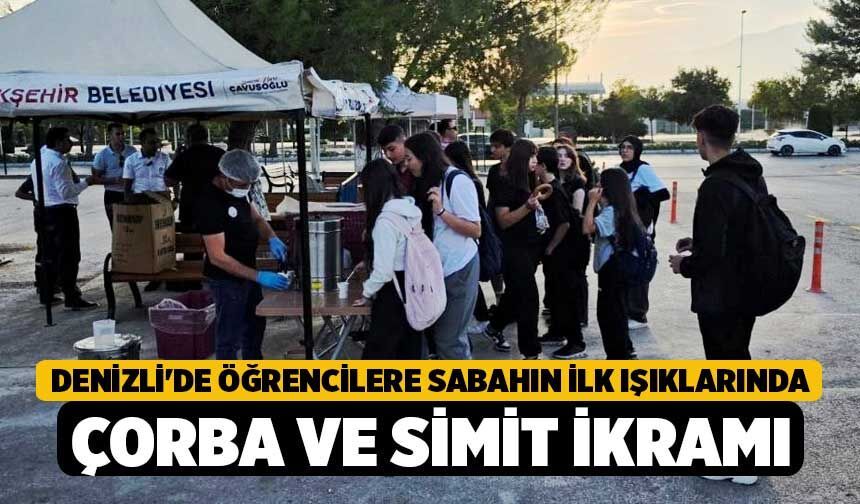 Denizli'de Öğrencilere Sabahın İlk Işıklarında Çorba ve Simit İkramı