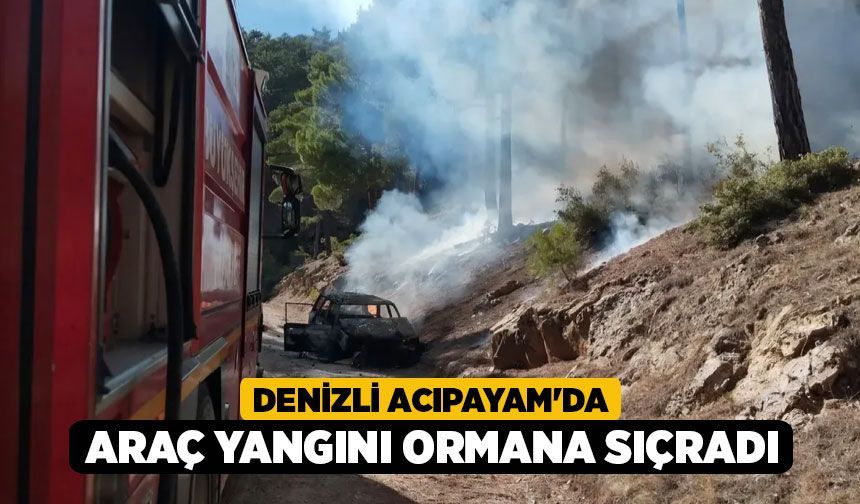 Denizli Acıpayam'da Araç Yangını Ormana Sıçradı