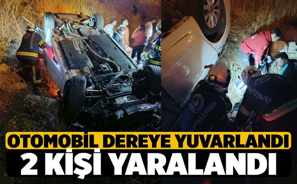 Denizli'de Yoldan Çıkan Otomobil Dereye Yuvarlandı