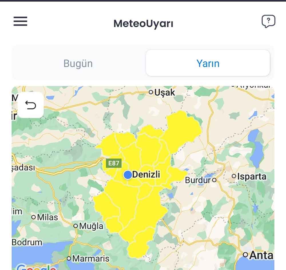 Meteorolojiden Denizliye Sari Kodlu Uyari 2