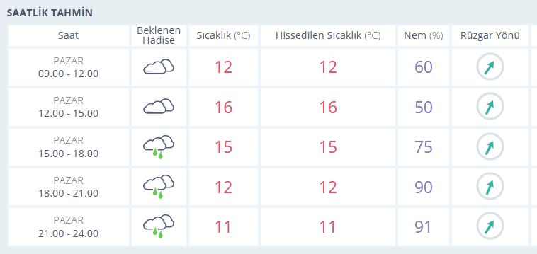 Denizli 15 Aralik Hava Durumu