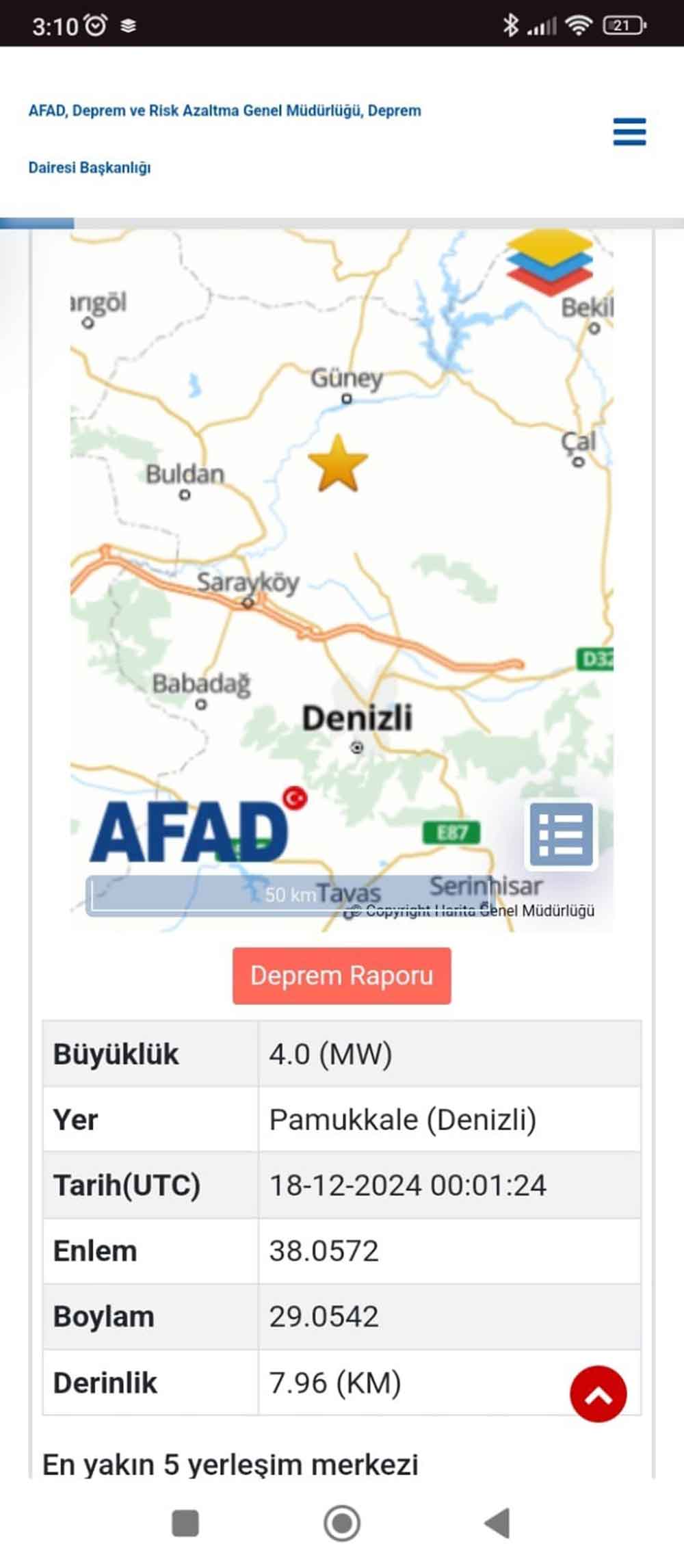 Denizli Deprem Guney