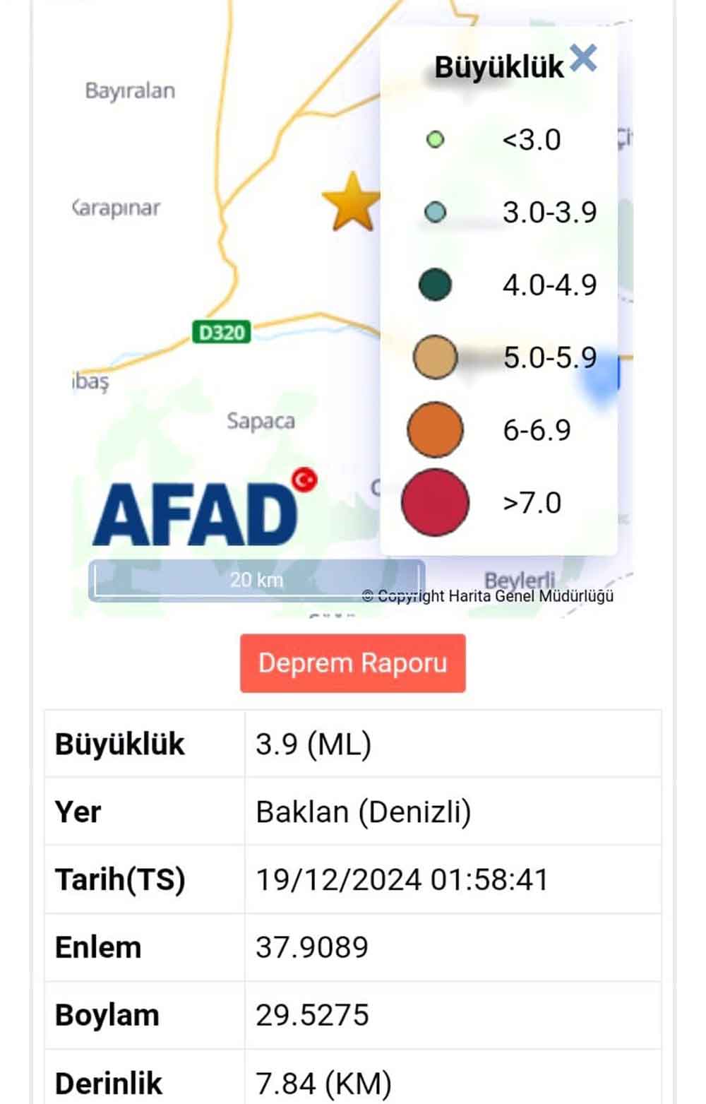 Denizlide 39 Siddetinde Deprem Meydana Geldi 1