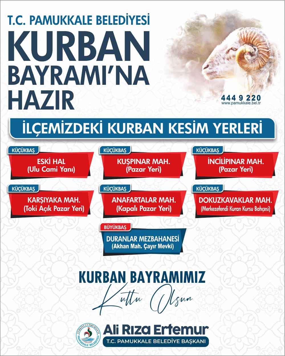Pamukkalede Arife Gunu Kurulacak Pazar Yerleri Ve Kurban Kesim Yerleri Belli Oldu