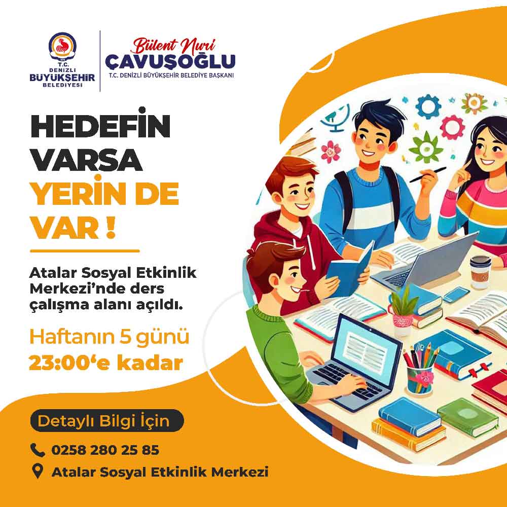 Denizli Buyuksehirden Genclere Yeni Ders Calisma Alani