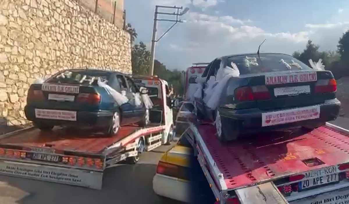 Bozulan Gelin Arabasi Yoluna Cekicinin Uzerinde Devam Etti 1