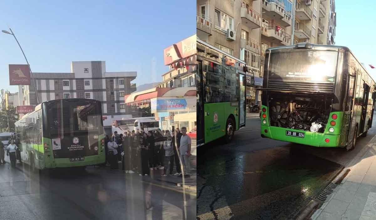 Denizlide Halk Otobusu Yolda Kaldi 1
