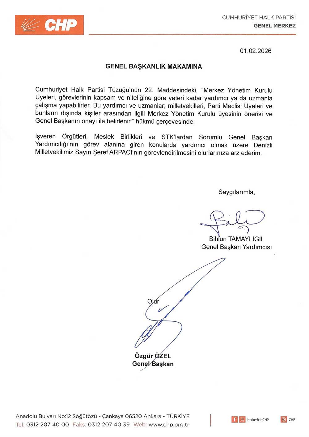 Chp Denizli Milletvekili Seref Arpaciya Genel Merkezde Yeni Gorev 1