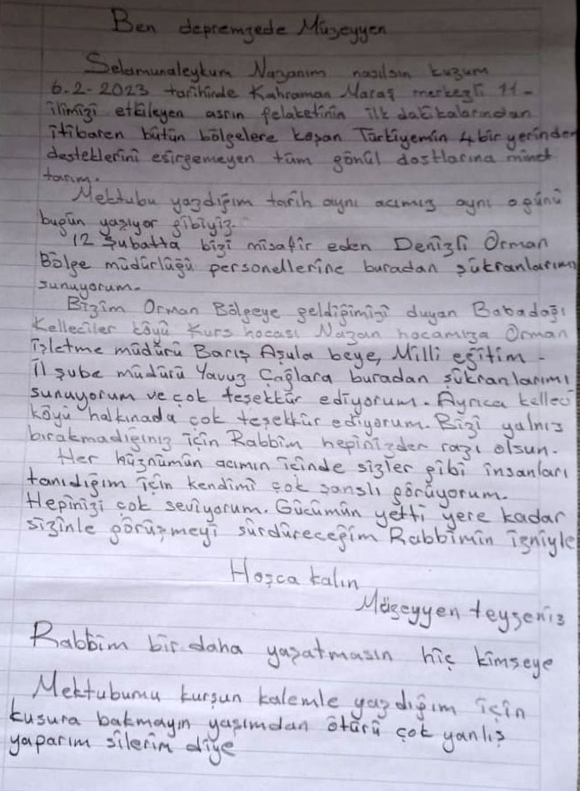 Denizli Babadag Kelleciler Muzeyyen Mektup Nazan2