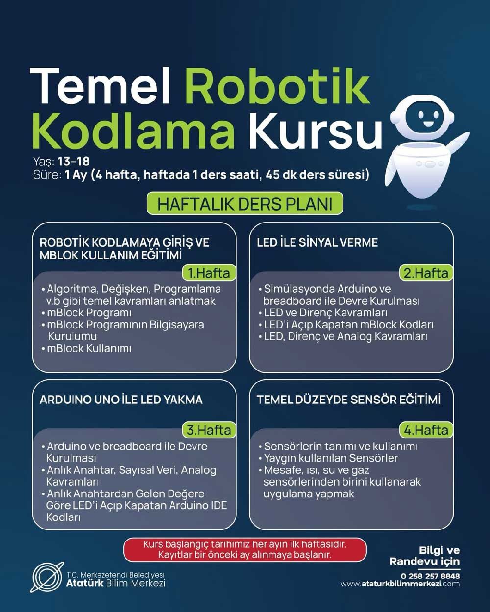Ataturk Bilim Merkezinde Temel Robotik Kodlama Kursu Basliyor 1