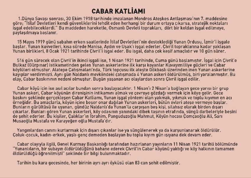 Cabar Katliaminin 105 Yilinda Sehitler Torenle Anilacak