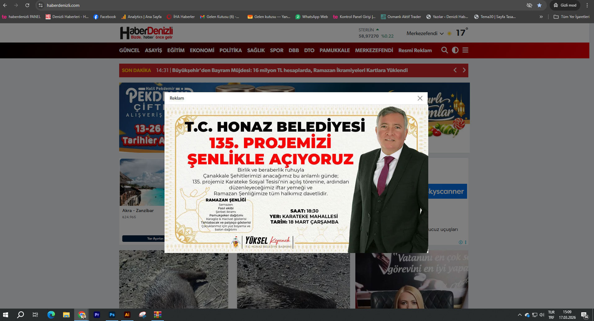 Honaz Belediyesi 17 Mart