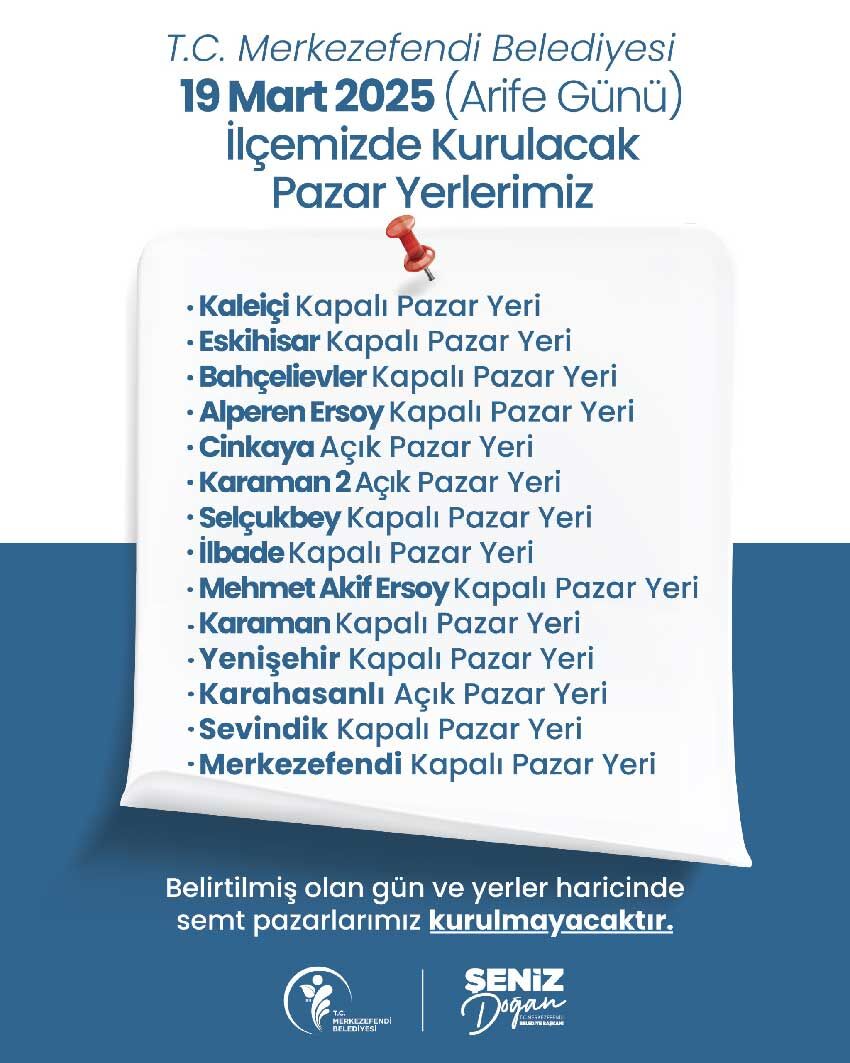 Merkezefendide Pazar Yerleri 19 Mart Arife Gunu Kurulacak 1