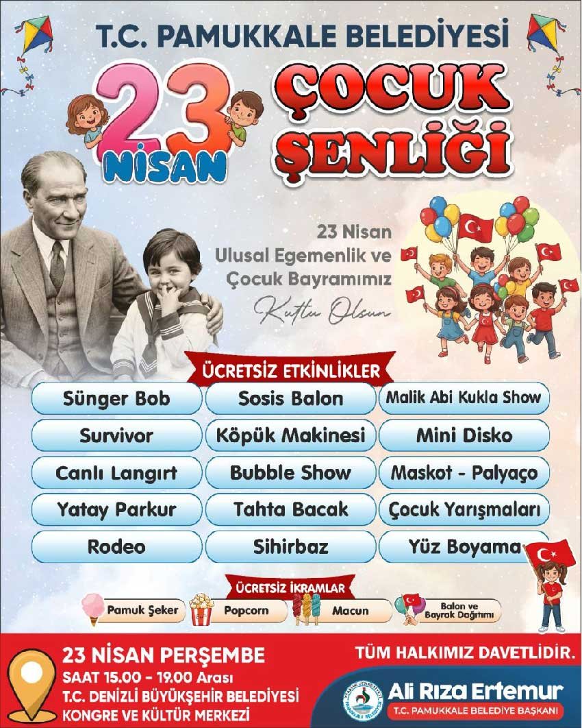 Denizli Pamukkalede 23 Nisan Cocuk Senligi Ucretsiz Duzenlenecek 1