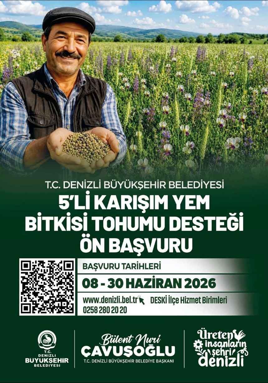 Denizli Buyuksehir Belediyesinden Ciftciye 5Li Karisim Yem Bitkisi Tohumu Destegi 1