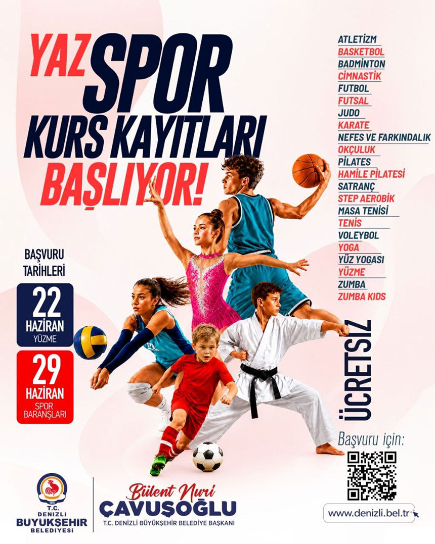 Denizlide 22 Farkli Bransta Ucretsiz Yaz Spor Okullari Kayitlari Basliyor