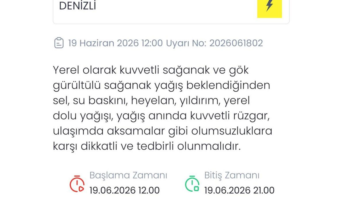 Meteoroloji Denizliye Kuvvetli Saganak Ve Dolu Uyarisi Yapti