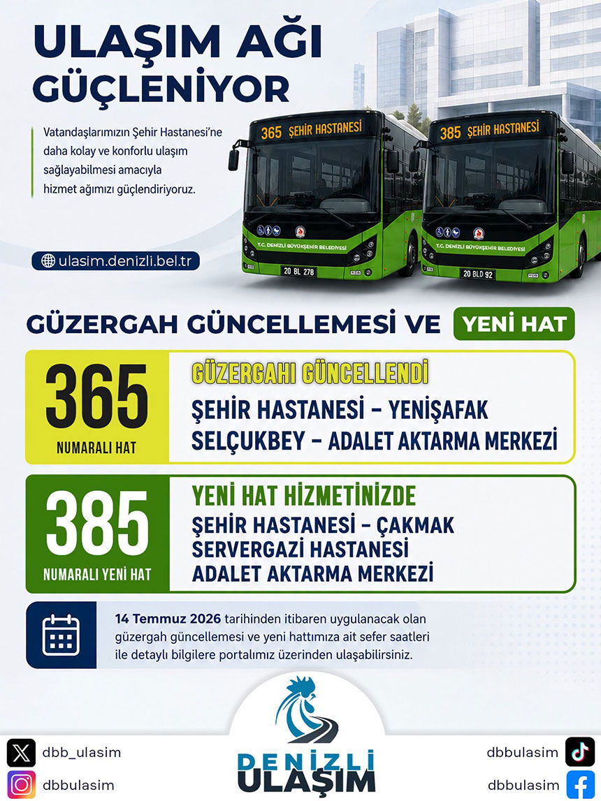 Denizlide Sehir Hastanesi Icin Guzergahlar Guncellendi Yeni Hat Acildi 1