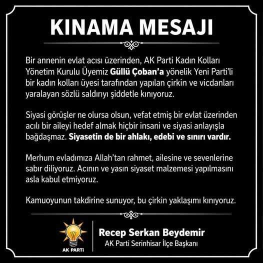 Ak Partiden Olmus Evlat Uzerinden Yapilan Sozlu Saldiriya Kinama 1
