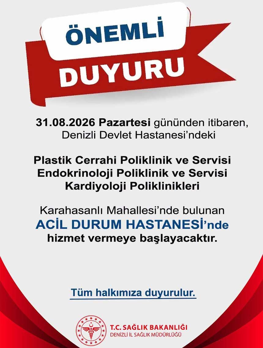 Denizli Devlet Hastanesinde 3 Poliklinik Ve Servis Acil Durum Hastanesine Gidiyor