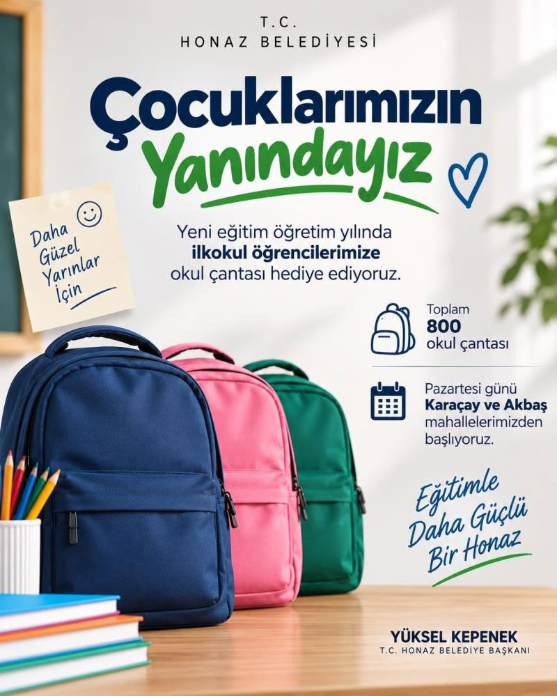 Honaz Belediyesinden 800 Ilkokul Ogrencisine Okul Cantasi Destegi