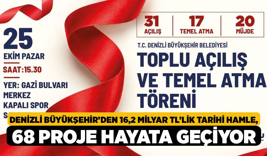 Denizli Büyükşehir’den 16,2 Milyar TL’lik Tarihi Hamle, 68 Proje Hayata Geçiyor!