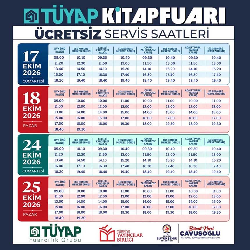Tuyap Kitap Fuarina 4 Noktadan Ucretsiz Sefer